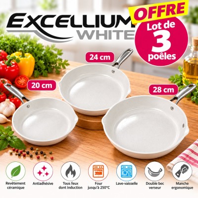 POELE EXCELLIUM WHITE LOT DE 3